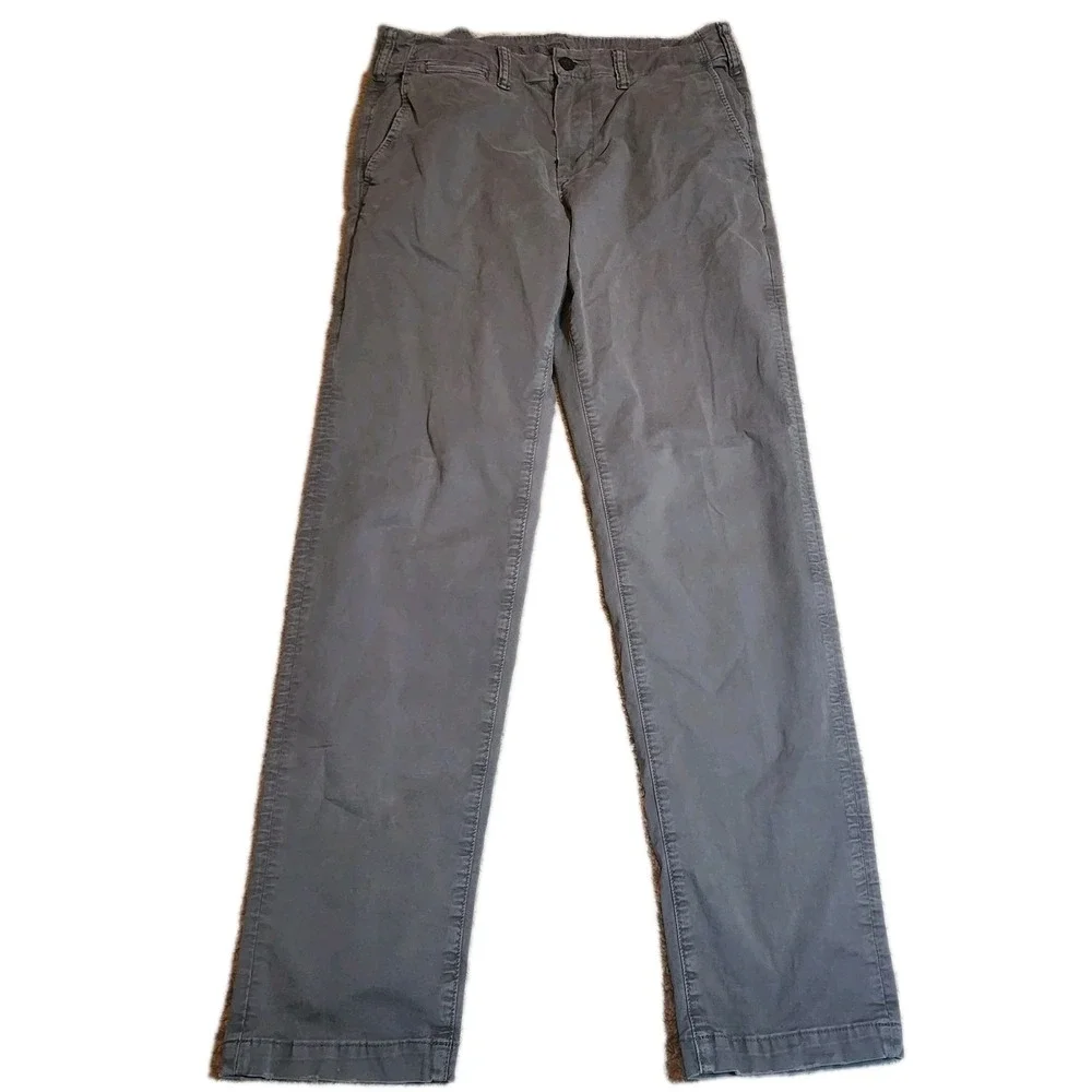 American Eagle Flex Straight Loose Lightly Distress Gray Pants Flat Mens 32 x 34